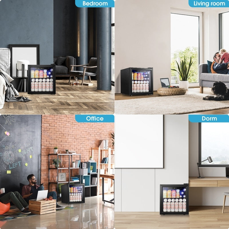 Réfrigérateur à boissons de 1,3 pi³ - Mini réfrigérateur à porte vitrée, capacité de 48 canettes ou 12 bouteilles, contrôle électronique tactile