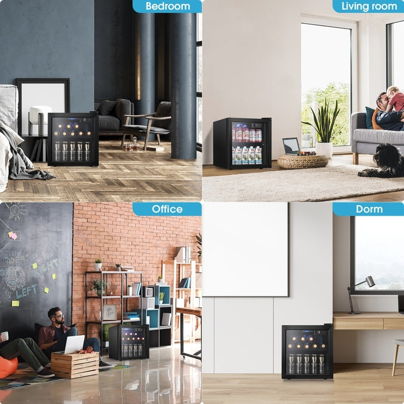 Réfrigérateur à boissons de 1,3 pi³ - 48 canettes, 12 bouteilles, mini réfrigérateur à porte vitrée, commande à bouton rotatif
