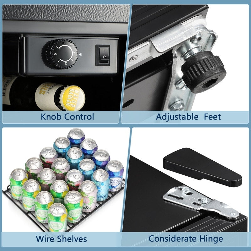 Réfrigérateur à boissons de 1,3 pi³ - 48 canettes, 12 bouteilles, mini réfrigérateur à porte vitrée, commande à bouton rotatif