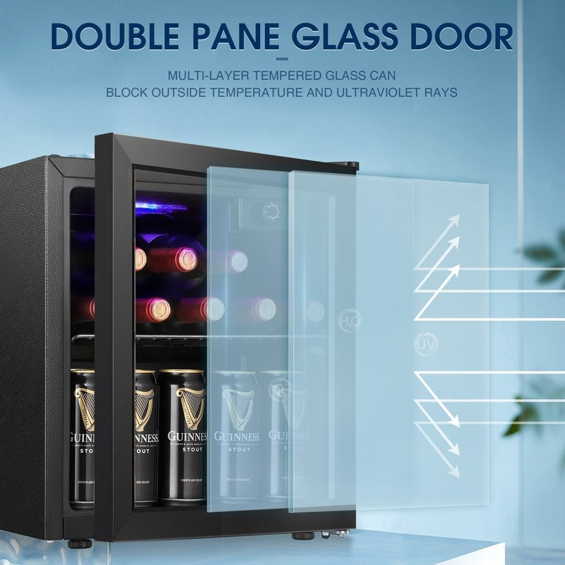 Réfrigérateur à boissons de 1,3 pi³ - 48 canettes, 12 bouteilles, mini réfrigérateur à porte vitrée, commande à bouton rotatif