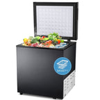 Congélateur à coffre de 1,8 pieds cubes avec panier amovible, drain inférieur, thermostat à 7 niveaux, design indépendant pour maison et appartement.