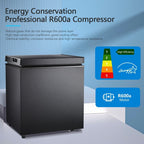 Congélateur à coffre de 1,8 pieds cubes avec panier amovible, drain inférieur, thermostat à 7 niveaux, design indépendant pour maison et appartement.