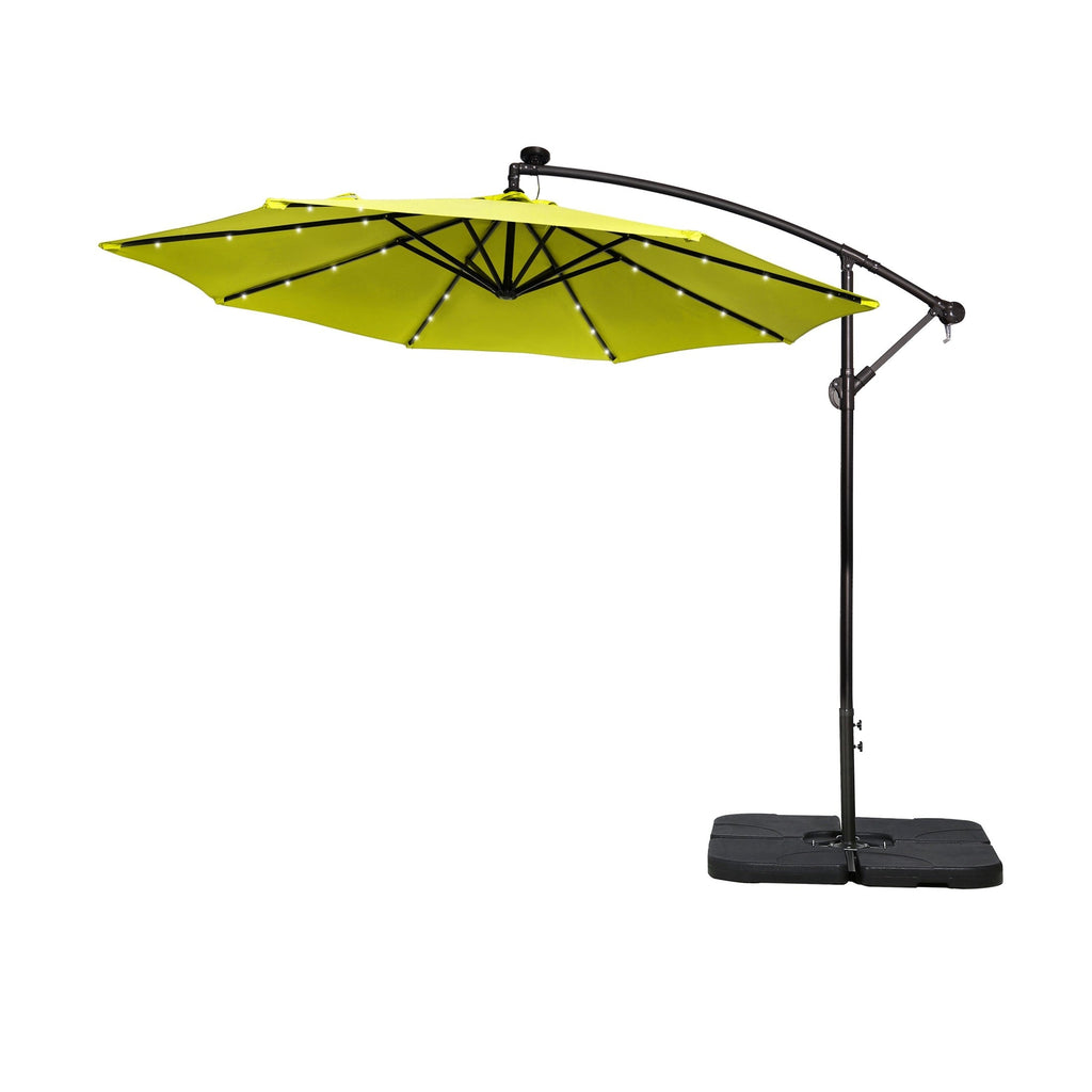 Parasol de terrasse à éclairage solaire de 3 mètres avec pied de support.