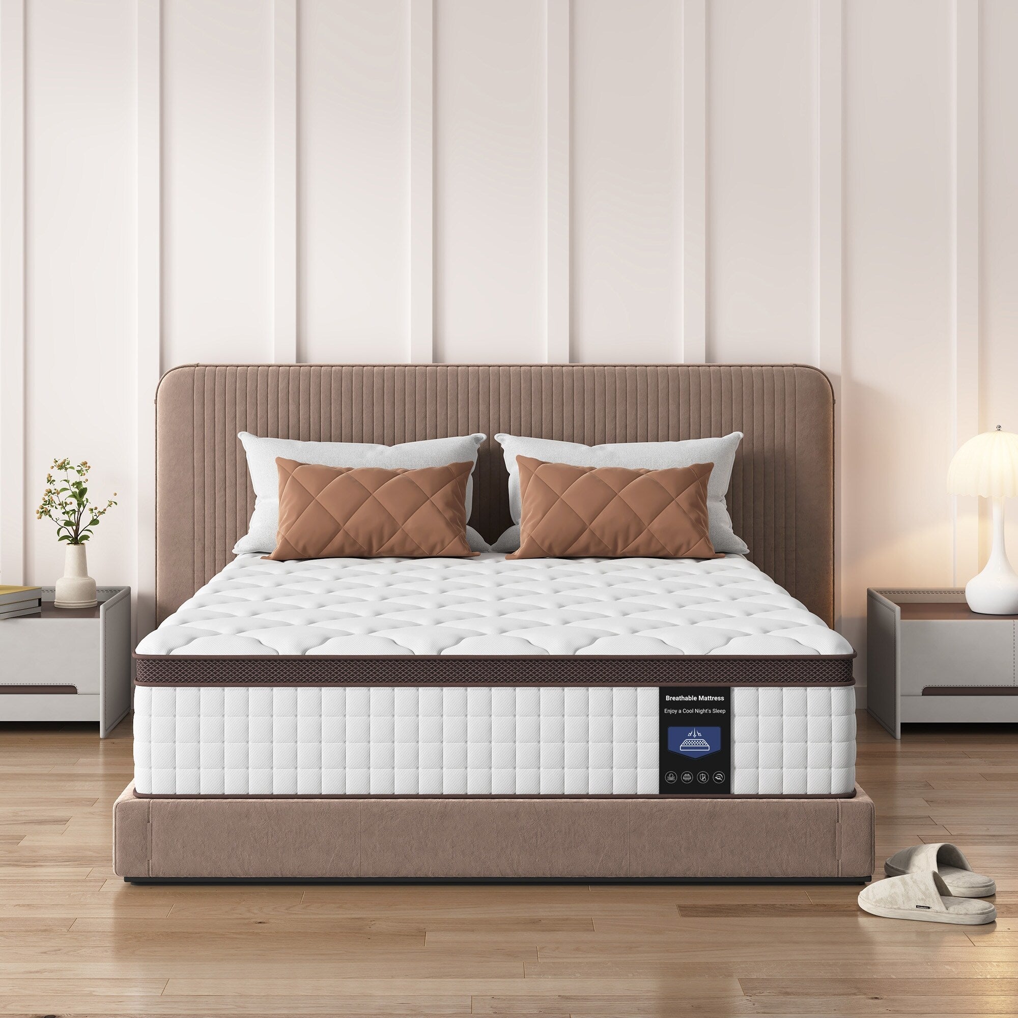 Matelas hybride en mousse à mémoire de forme - Soutien moyen, ressorts renforcés pour soulager les points de pression, certifié CertiPUR-US