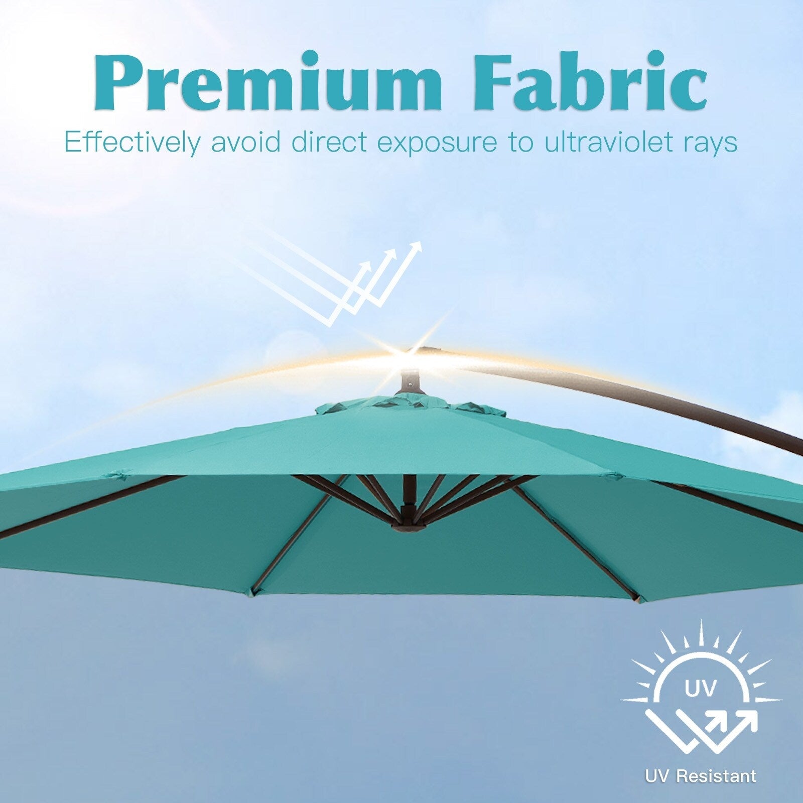 Parasol cantilever en acier de 3 m avec levier de manivelle et base lestée