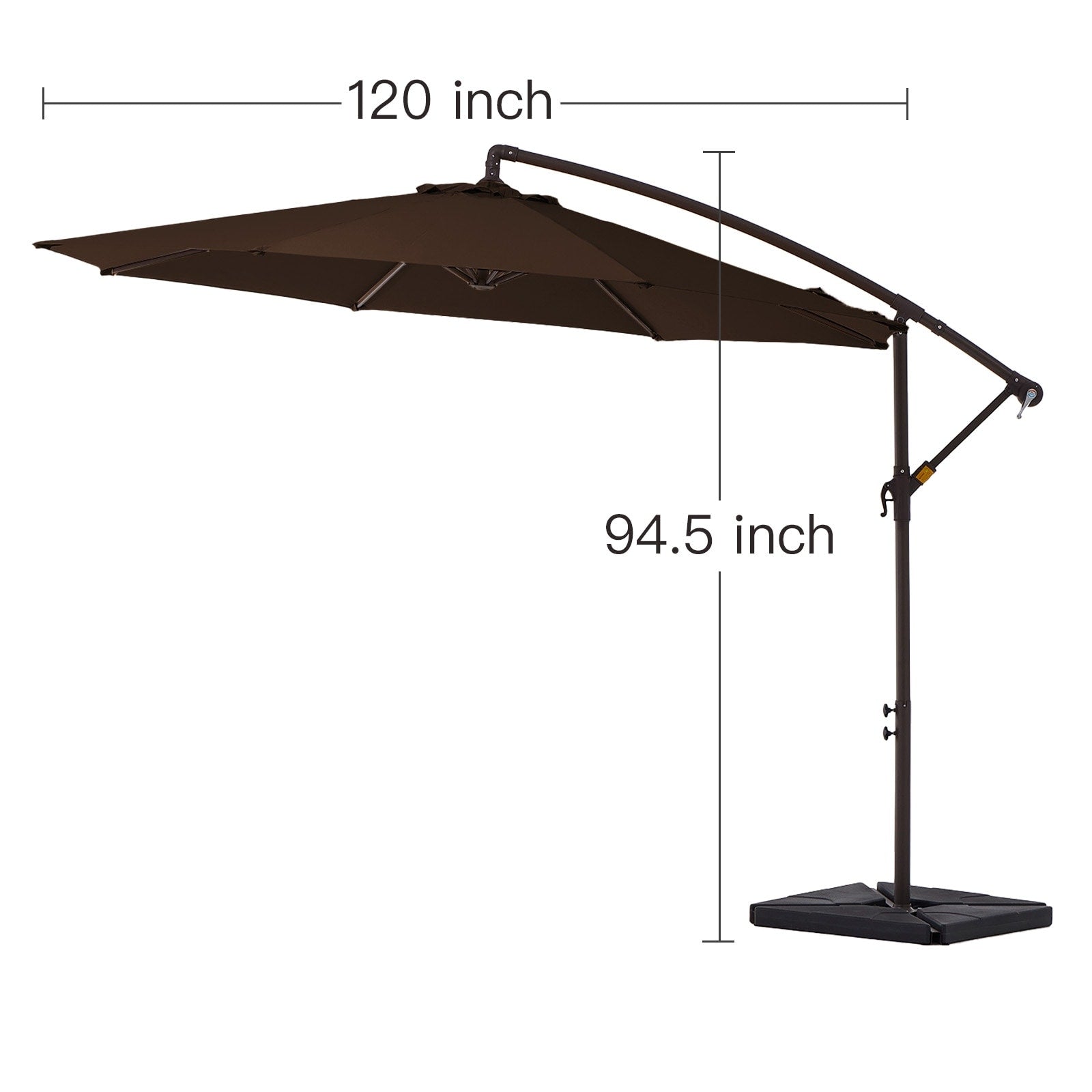 Parasol cantilever en acier de 3 m avec levier de manivelle et base lestée