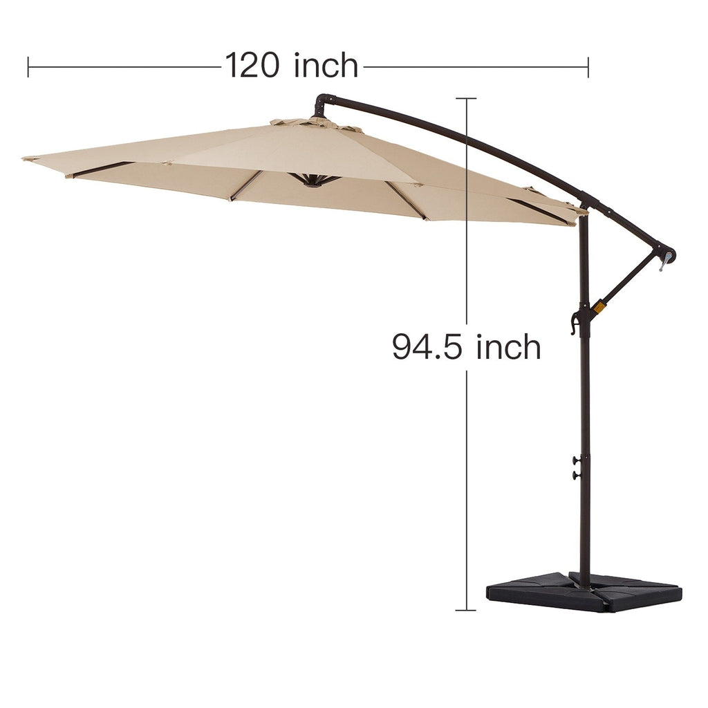 Parasol cantilever en acier de 3 m avec levier de manivelle et base lestée