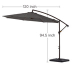 Parasol cantilever en acier de 3 m avec levier de manivelle et base lestée