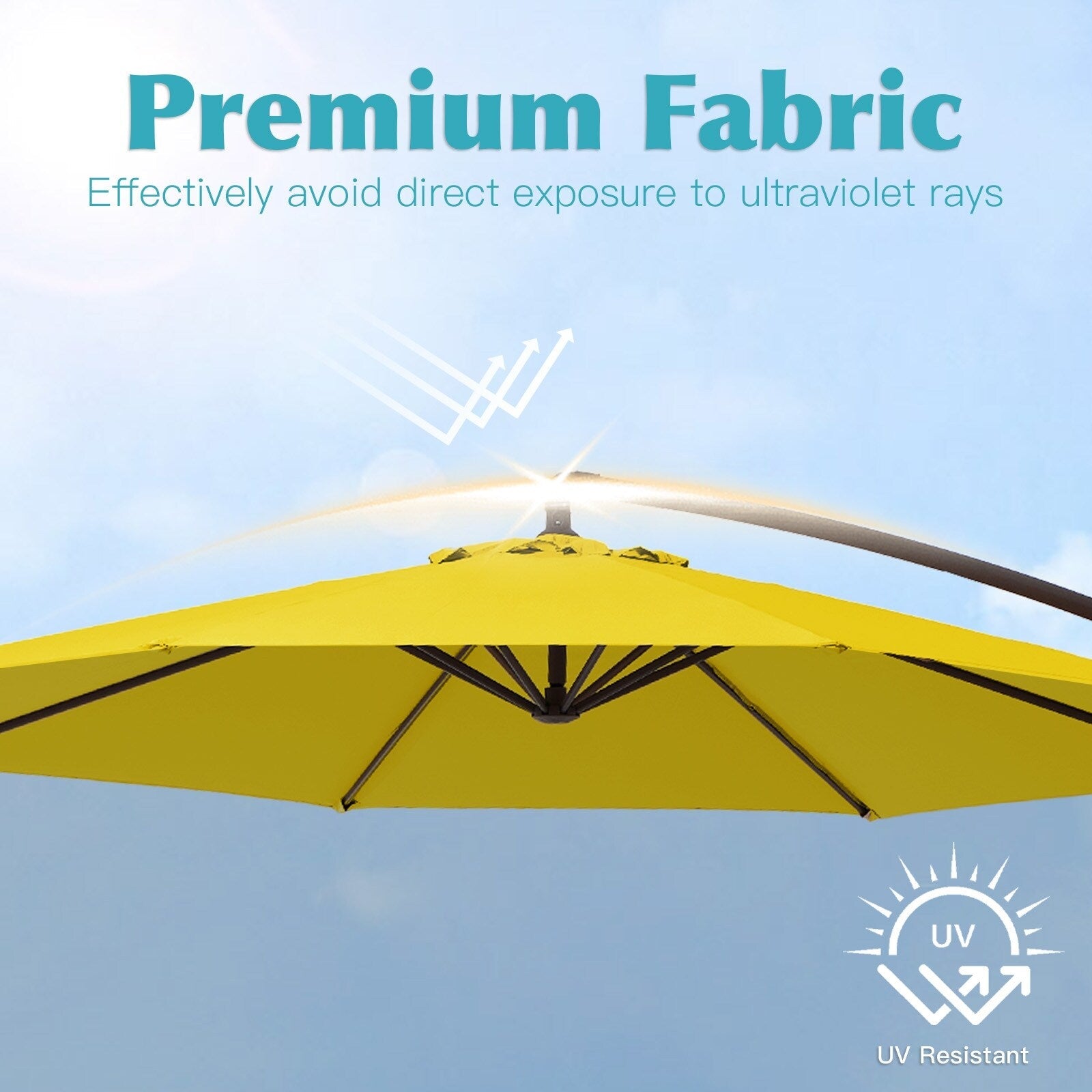 Parasol cantilever en acier de 3 m avec levier de manivelle et base lestée