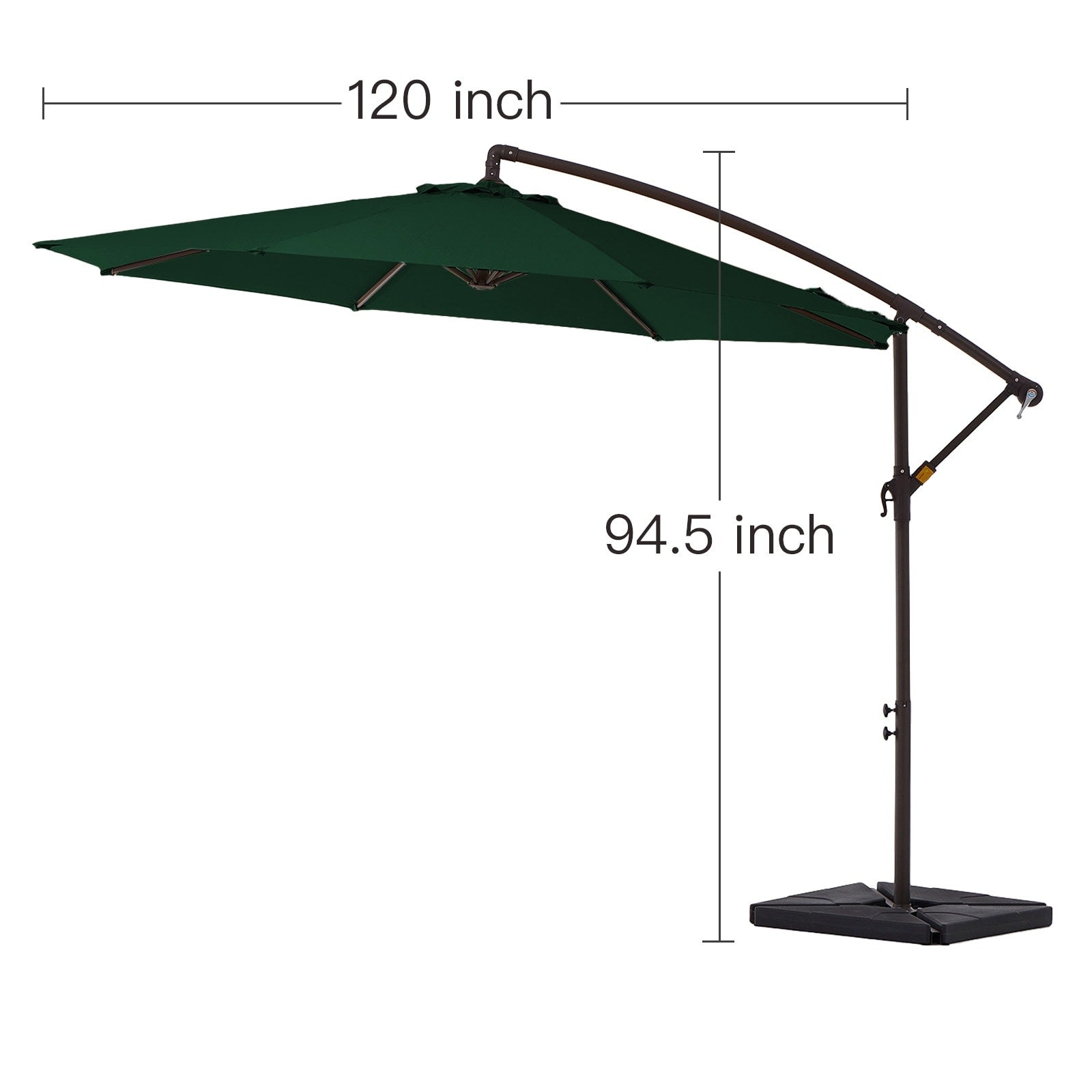 Parasol cantilever en acier de 3 m avec levier de manivelle et base lestée