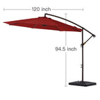 Parasol cantilever en acier de 3 m avec levier de manivelle et base lestée
