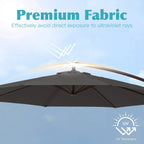 Parasol cantilever en acier de 3 m avec levier de manivelle et base lestée