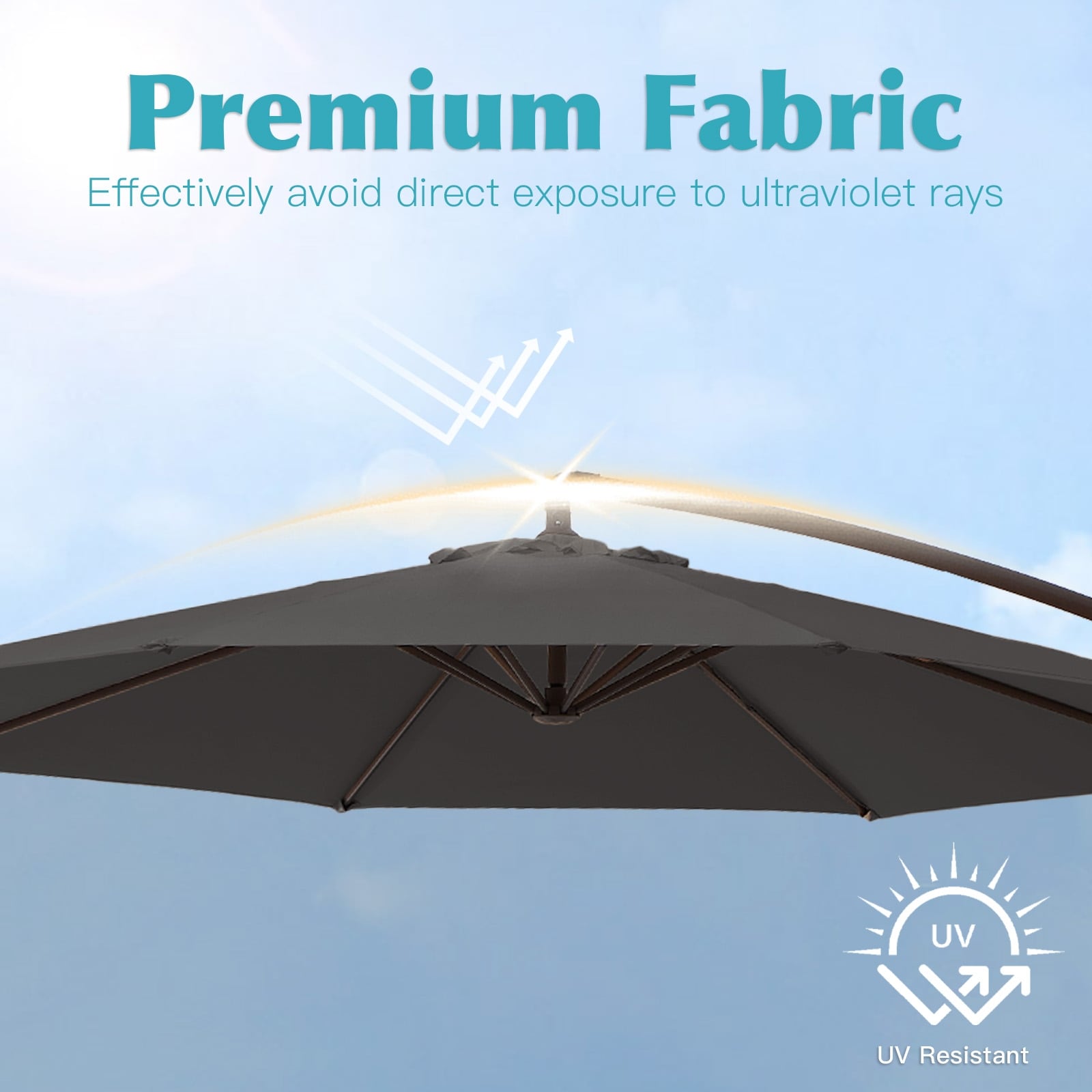 Parasol cantilever en acier de 3 m avec levier de manivelle et base lestée