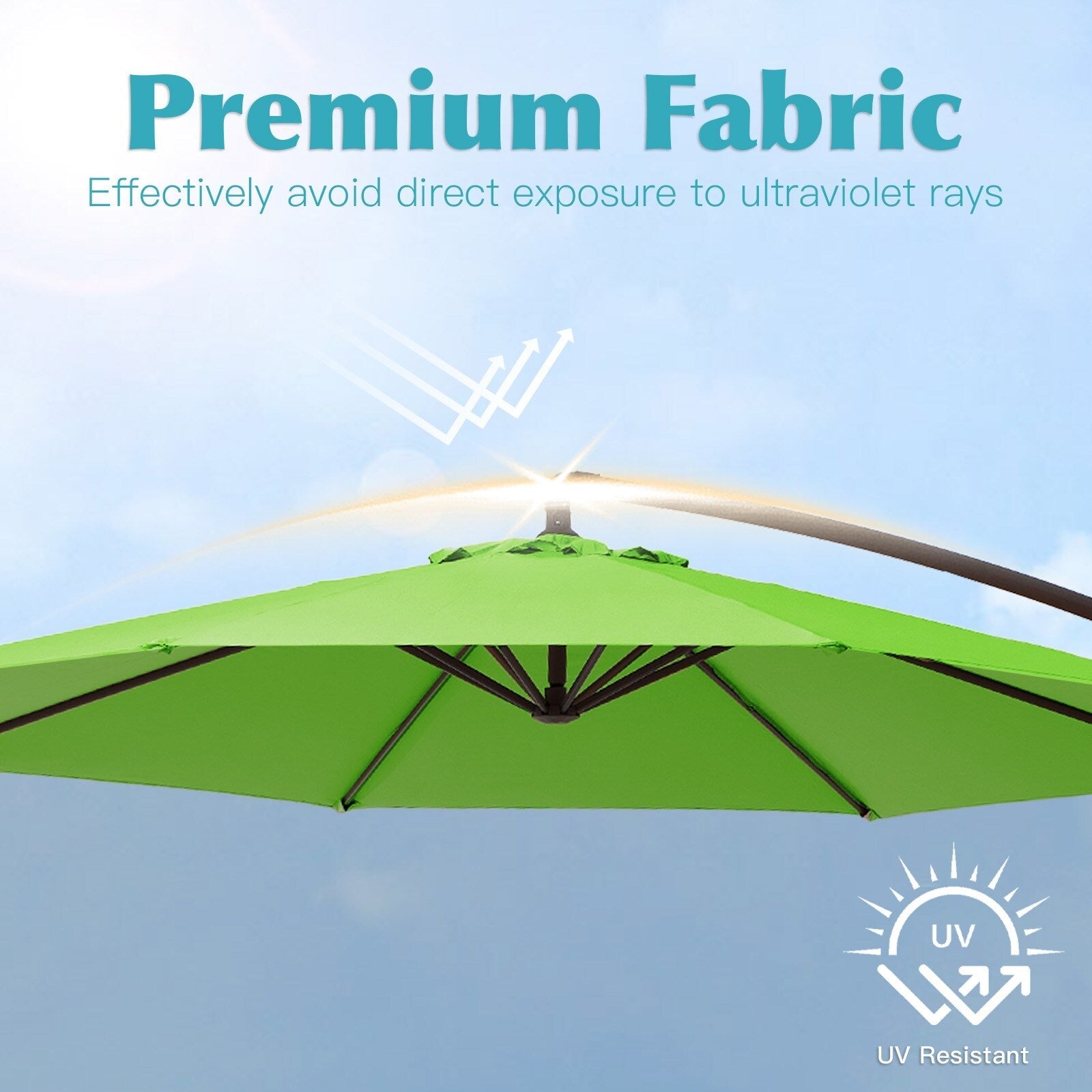 Parasol cantilever en acier de 3 m avec levier de manivelle et base lestée