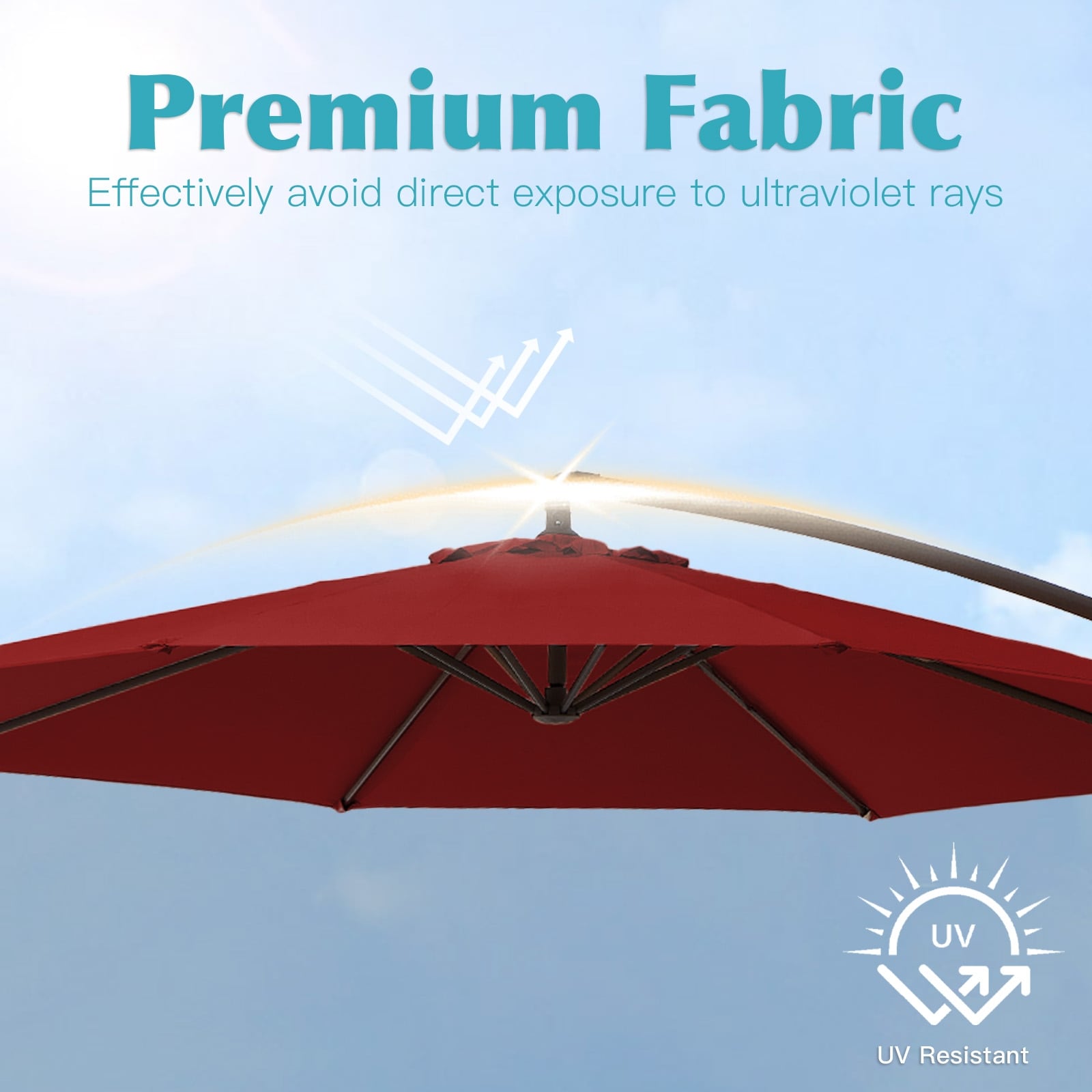 Parasol cantilever en acier de 3 m avec levier de manivelle et base lestée