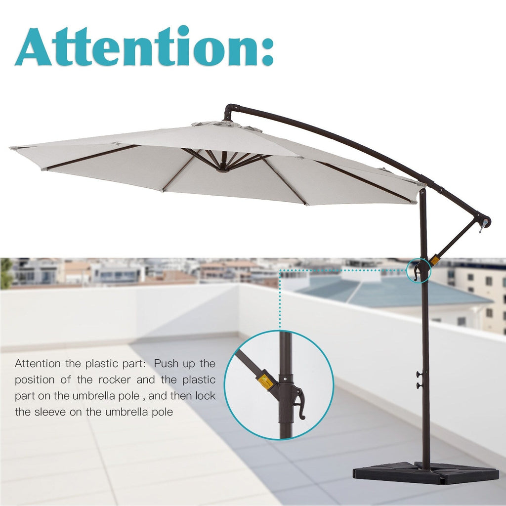 Parasol cantilever en acier de 3 m avec levier de manivelle et base lestée