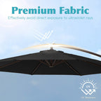 Parasol cantilever en acier de 3 m avec levier de manivelle et base lestée