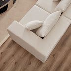 Canapé d'angle modulaire en cordouroy de 264 cm, ensemble de canapé de sol, canapé compressé rempli de mousse, combinaison libre de 4 pièces.