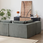 Canapé d'angle modulaire en cordouroy de 264 cm, ensemble de canapé de sol, canapé compressé rempli de mousse, combinaison libre de 4 pièces.