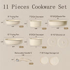 Ensemble de 11 casseroles et poêles, ensemble de cuisine antiadhésif avec manche amovible, ensemble de cuisine à induction antiadhésif avec manche amovible