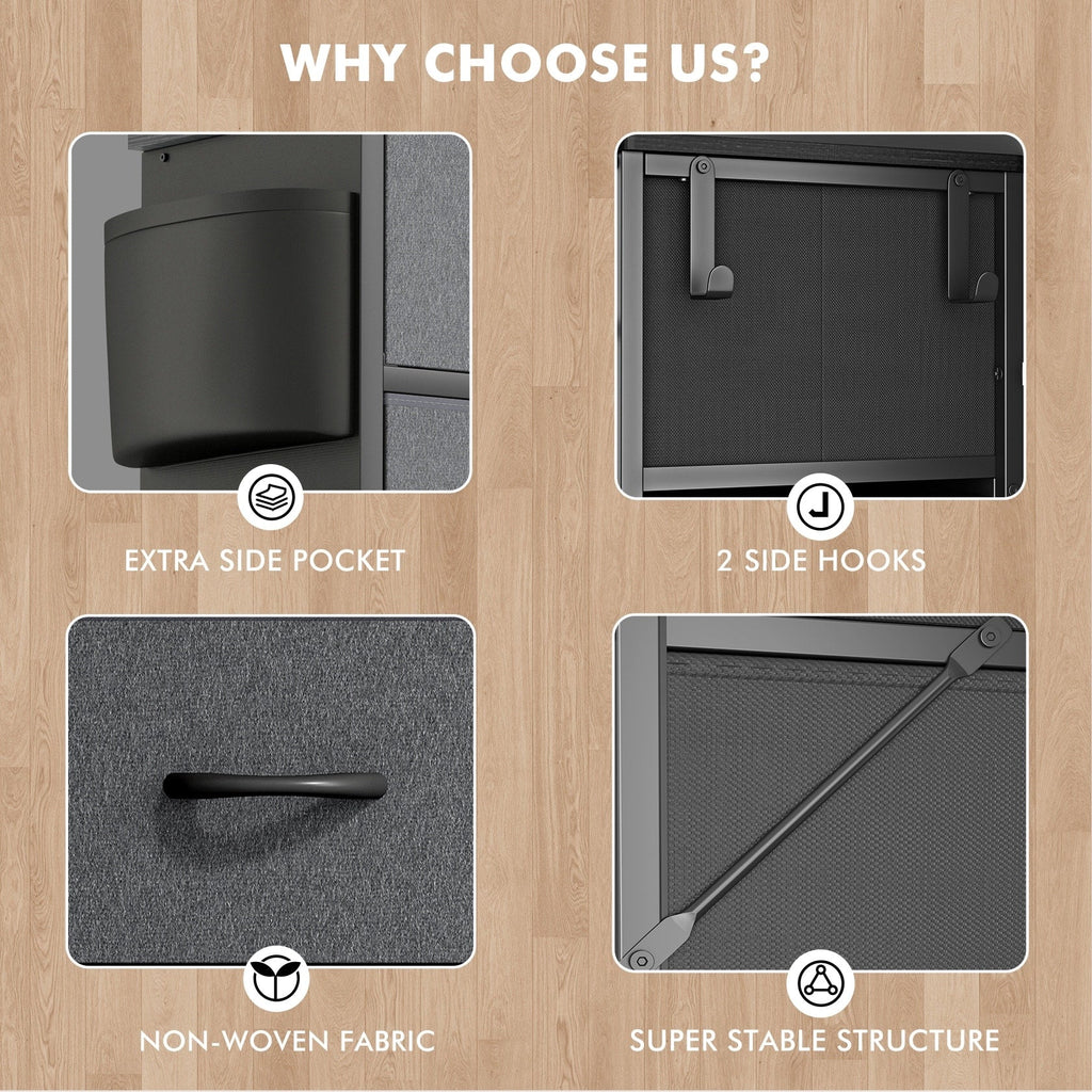 Commode 12 tiroirs, commode haute en tissu pour chambre à coucher, coffre à tiroirs