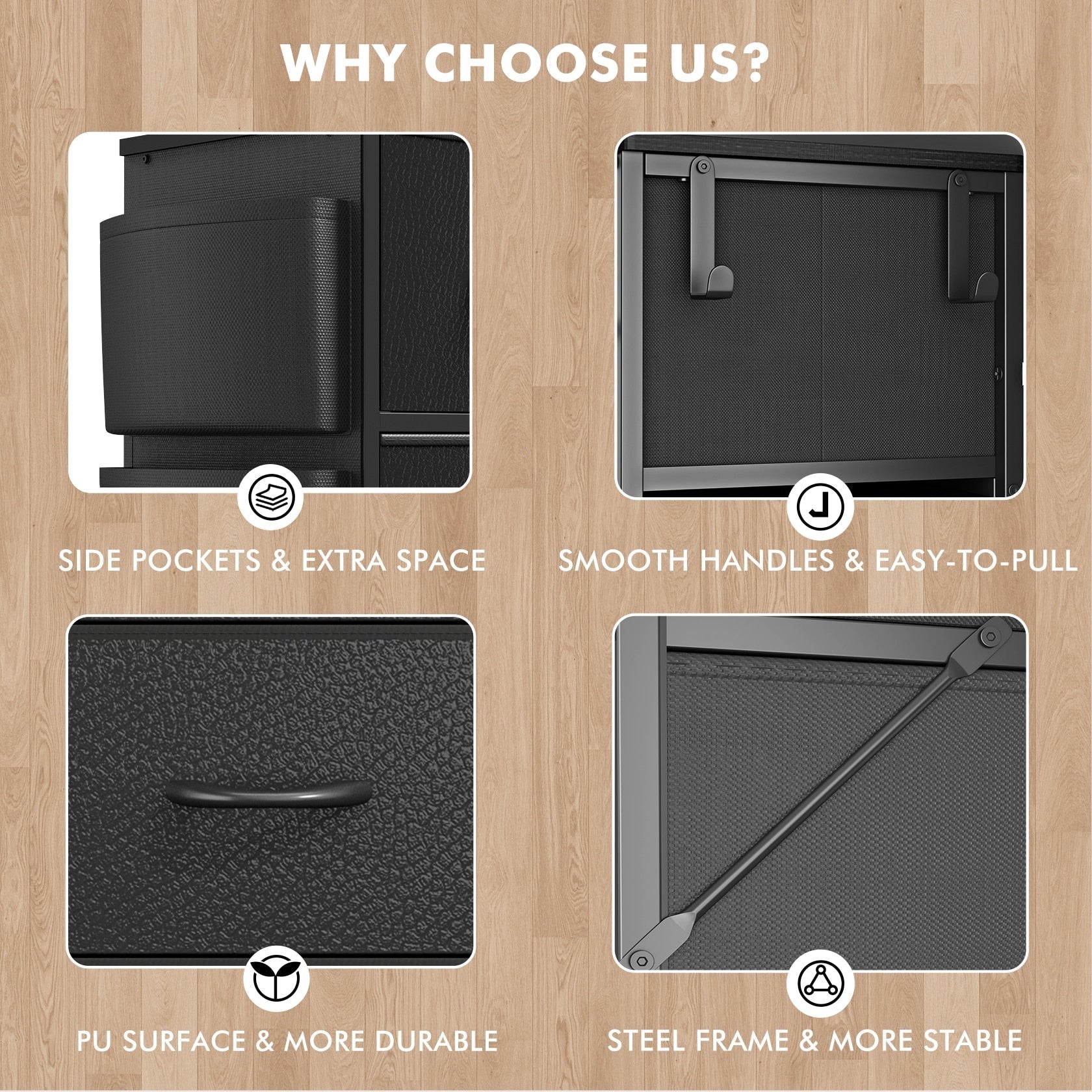 Commode 12 tiroirs, commode haute en tissu pour chambre à coucher, coffre à tiroirs