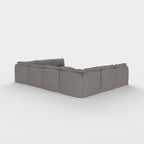 Sectional modulable d'extérieur lavable à 8 places avec extrémités ouvertes en forme de U | Tissu Nano Slubweave gris perle