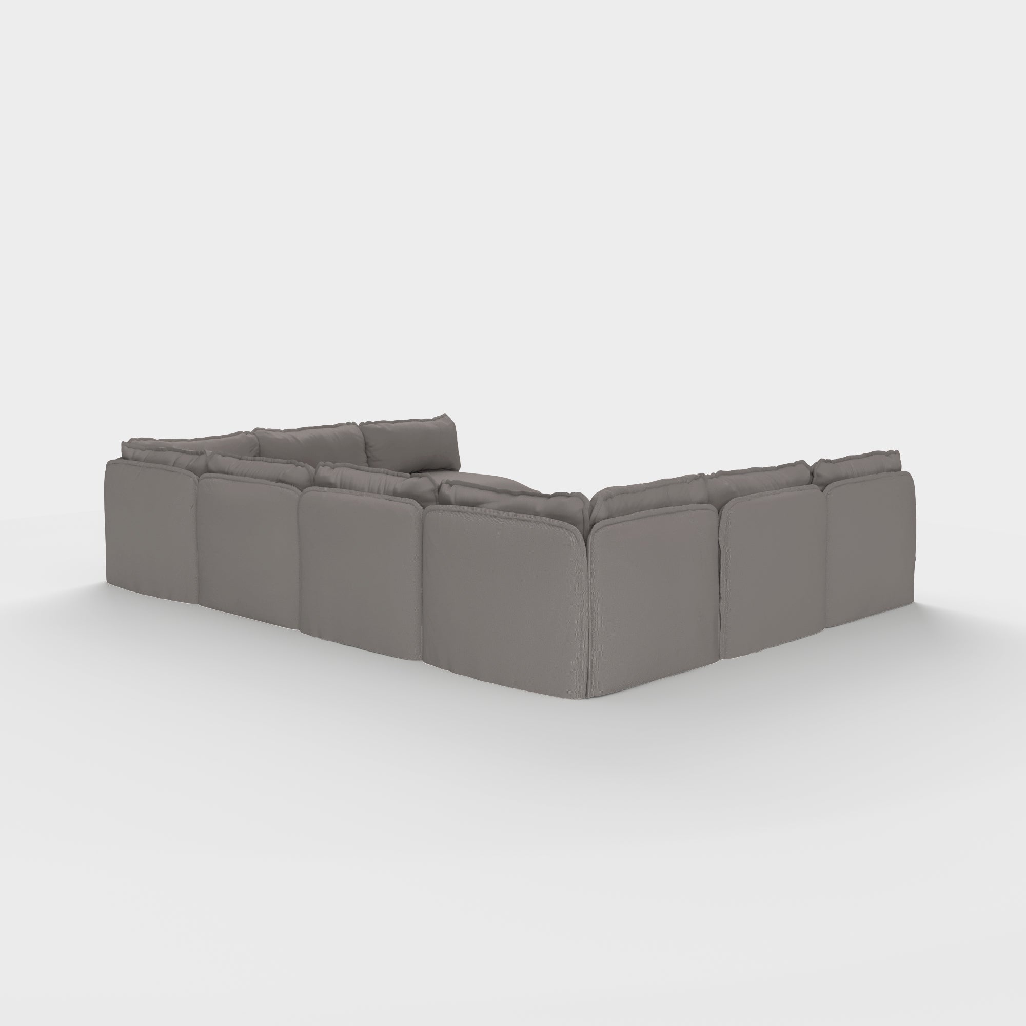 Sectional modulable d'extérieur lavable à 8 places avec extrémités ouvertes en forme de U | Tissu Nano Slubweave gris perle