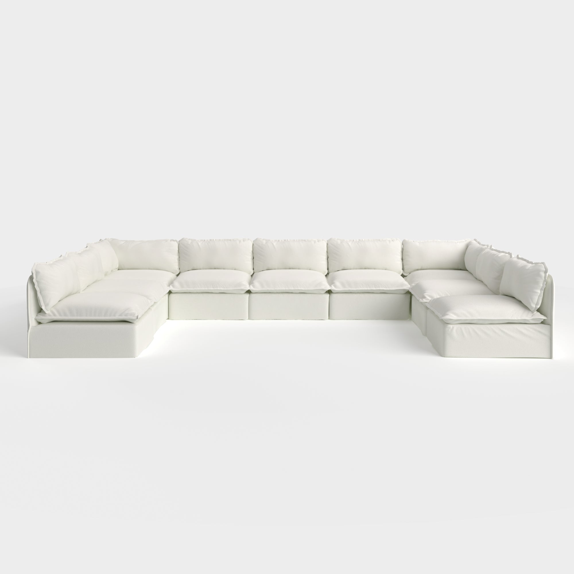 Sectional U-Shape 9 Places Extérieur Modulaire et Lavable avec Extrémités Ouvertes | Toile Classique Couleur Nuage