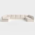 Module d'assise extérieur lavable, 9 places, en forme de U avec extrémités ouvertes | Alfresco Boucle en crème