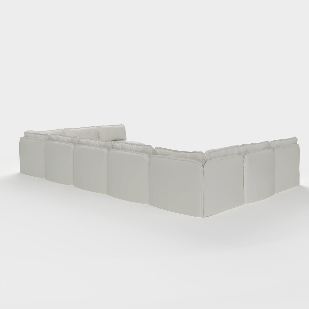 Sectional U-Shape 9 Places Extérieur Modulaire et Lavable avec Extrémités Ouvertes | Toile Classique Couleur Nuage