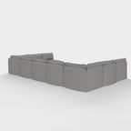 Section U modulaire d'extérieur lavable à 9 places avec extrémités ouvertes | Toile classique en gris pierre