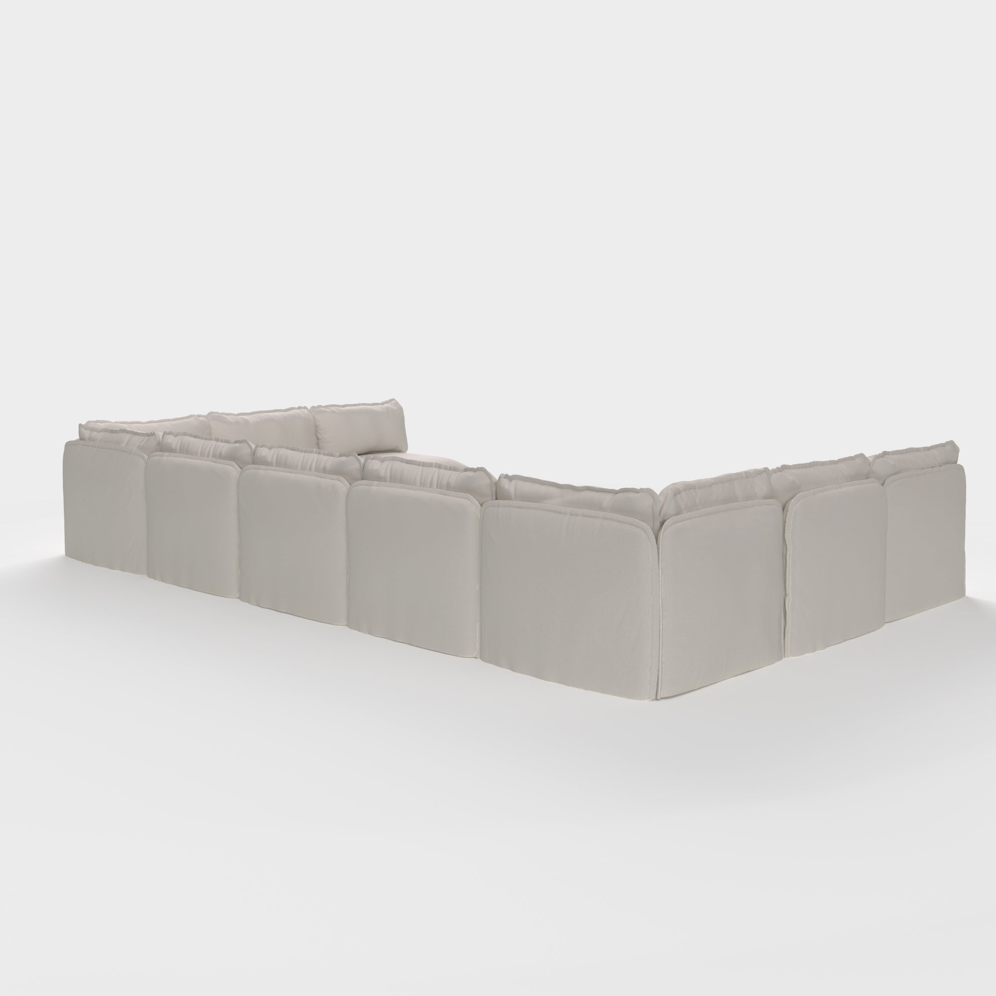 Module d'assise U extensible pour extérieur, lavable, 9 places, avec extrémités ouvertes | Tissu Nano Slubweave couleur Chai