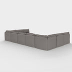 Module d'assise U extensible pour extérieur, 9 places, avec finitions ouvertes | Tissu Nano Slubweave gris fumé