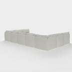 Salon d'extérieur modulable 9 places avec bouts ouverts en forme de U + pouf ottomalin | Toile classique couleur nuage