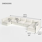 Canapé d'extérieur modulable lavable en forme de U avec 7 places et extrémités ouvertes | Toile classique couleur nuage