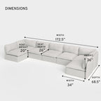 Module d'angle U modulable pour extérieur, 7 places, avec extrémités ouvertes, lavable | Tissu Nano Slubweave couleur brume