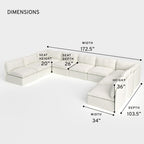 Sectional U-Shape 9 Places Extérieur Modulaire et Lavable avec Extrémités Ouvertes | Toile Classique Couleur Nuage
