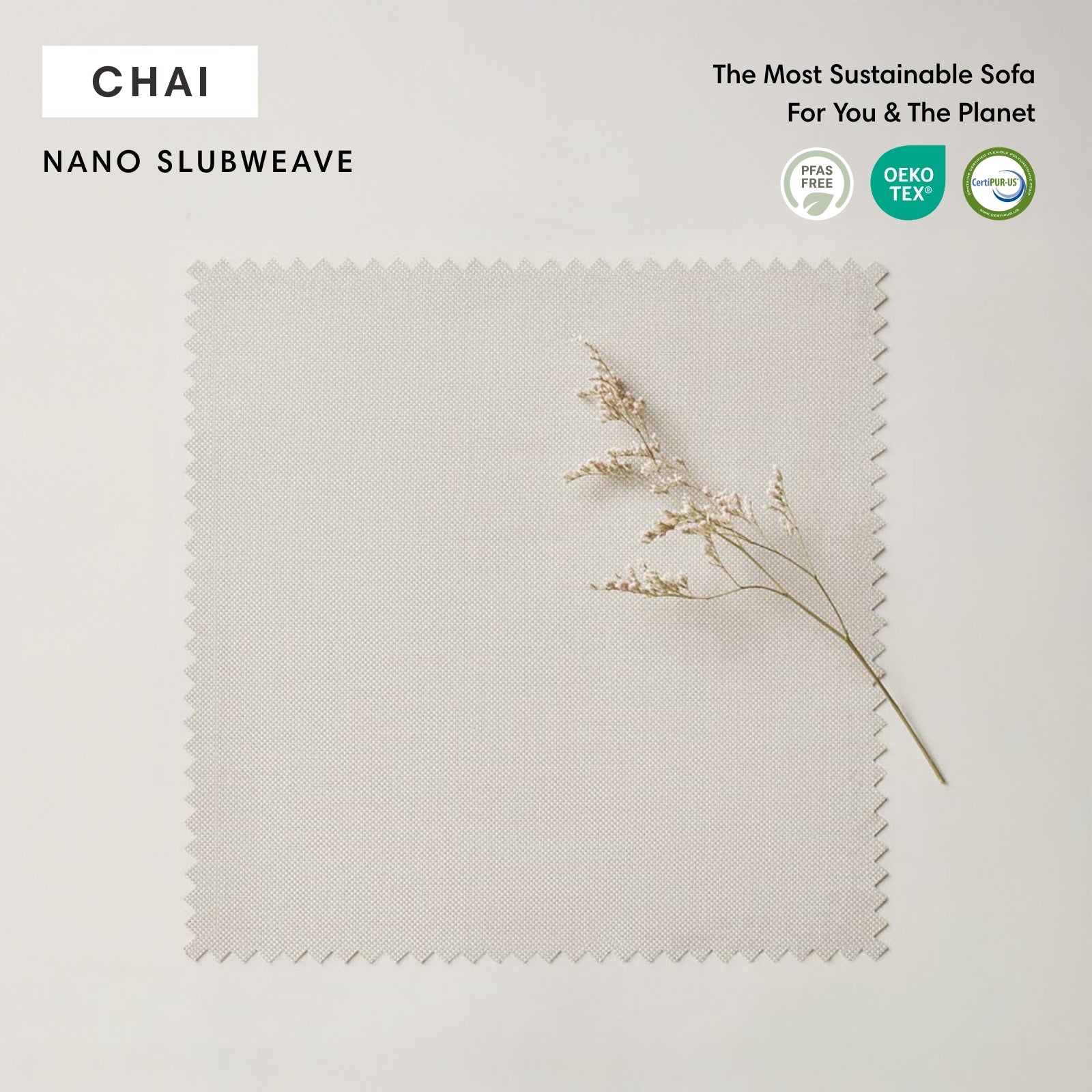 Ensemble modulable de canapé et de fauteuil d'extérieur en teck | Tissu Nano Slubweave couleur Chai