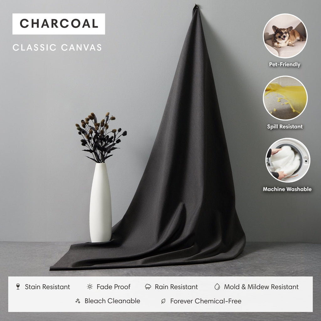 Sectional modulable d'extérieur lavable à 7 places avec extrémités ouvertes en forme de U | Toile classique couleur anthracite