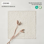 Salon modulable d'extérieur 8 places avec pieds droits et pouf, lavable, en forme de U | Alfresco Boucle en crème