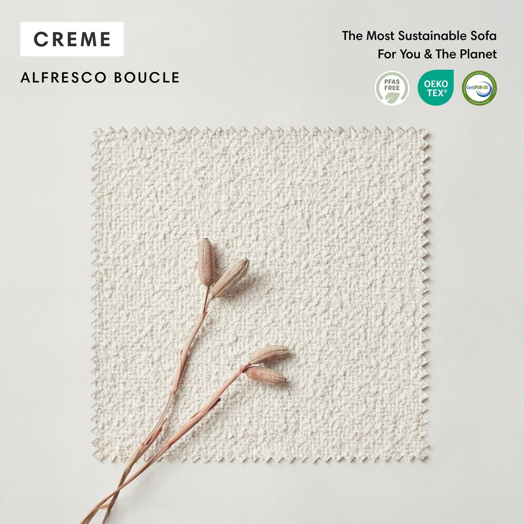 Salon modulable d'extérieur lavable en forme de U avec 8 places assises et extrémités ouvertes | Alfresco Boucle en crème