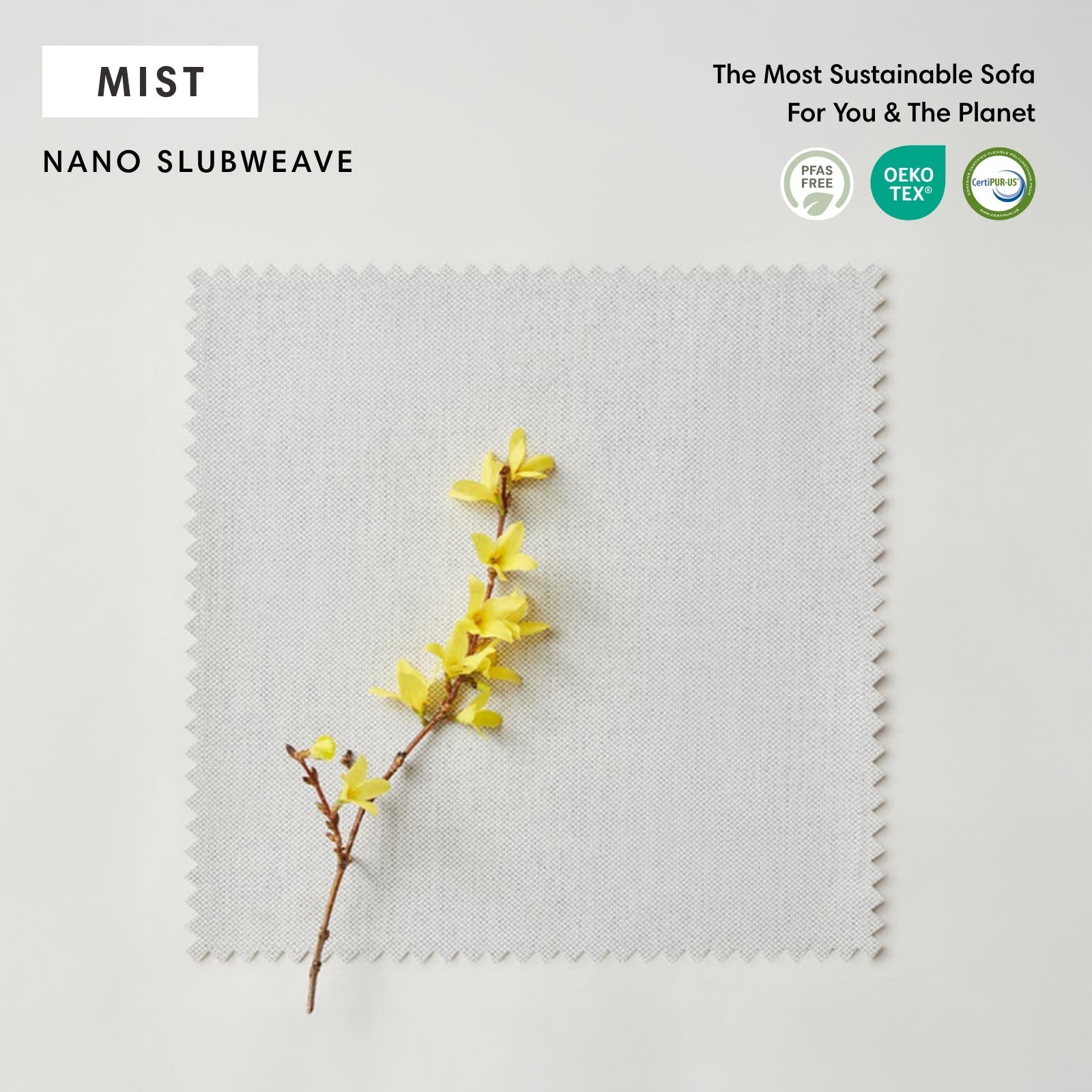 Module d'angle U modulable pour extérieur, 7 places, avec extrémités ouvertes, lavable | Tissu Nano Slubweave couleur brume