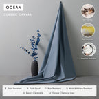 Sectional d'extérieur modulaire lavable en forme de U à 7 places avec extrémités ouvertes | Toile classique couleur océan