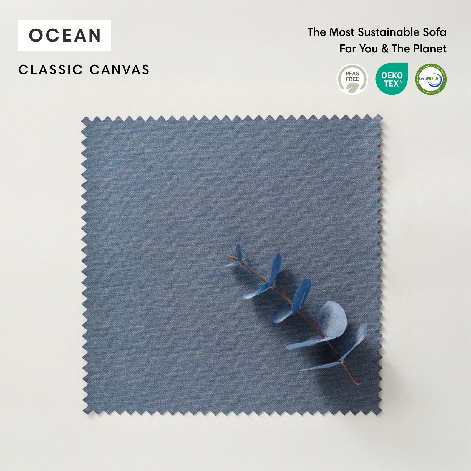 Sectional en U modulaire d'extérieur lavable à 8 places avec extrémités ouvertes | Toile classique en Ocean