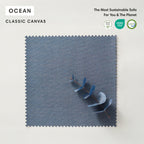 Module d'extérieur modulaire lavable, canapé U 9 places avec extrémités ouvertes + pouf ottomane | Toile classique couleur océan