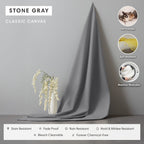 Modulable, lavable, pour extérieur, U-sectionnel à 7 places avec extrémités ouvertes | Toile classique gris pierre