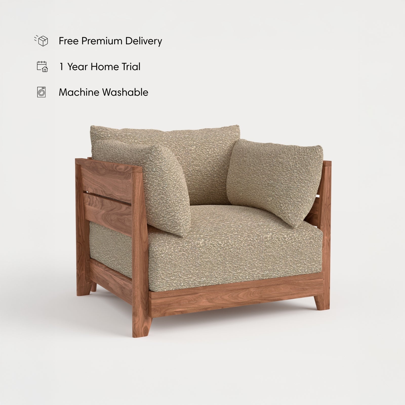 Fauteuil d'extérieur en teck modulable | Alfresco Boucle en couleur Noisette