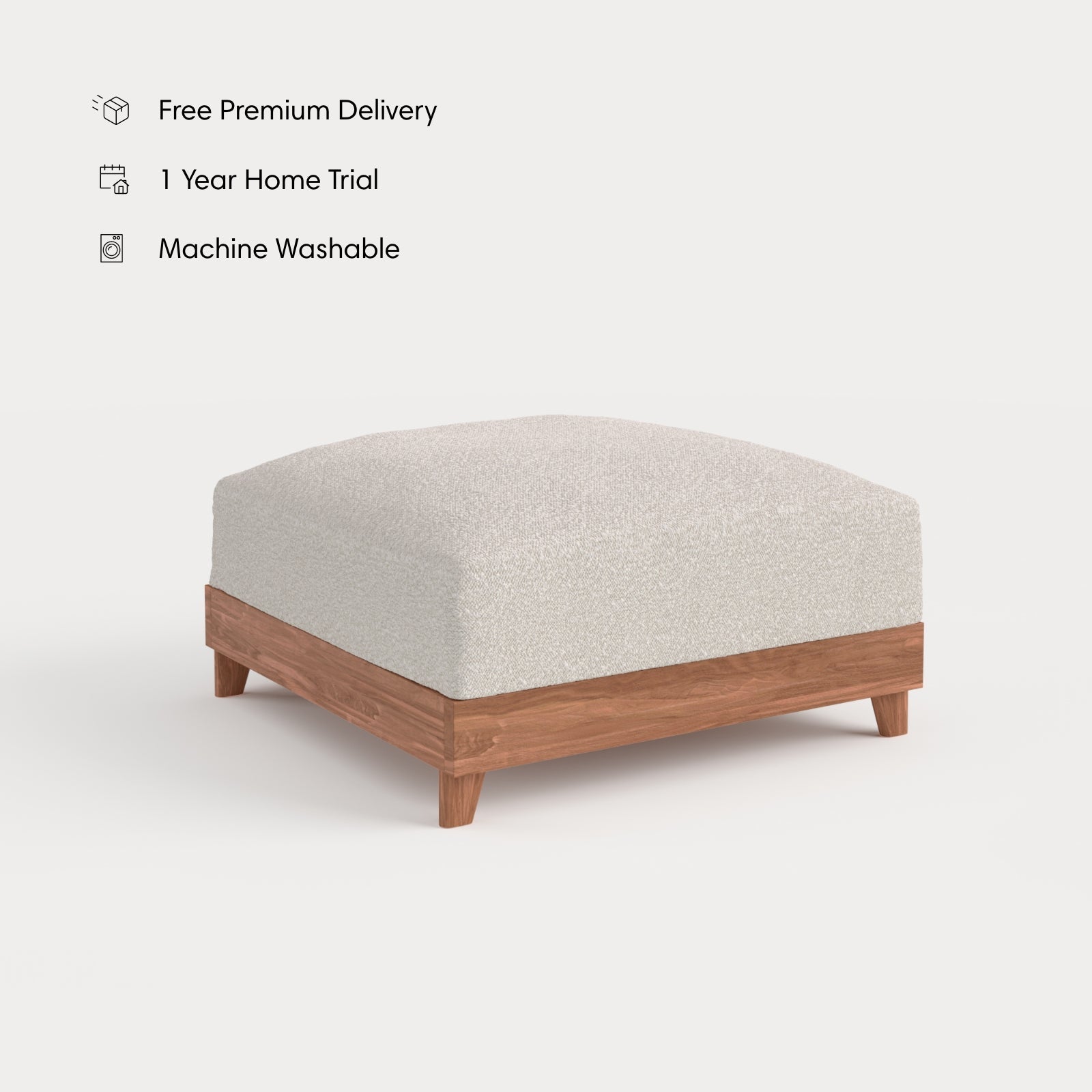 Ottoman d'extérieur en teck modulable | Alfresco Boucle en crème