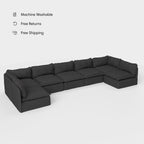 Sectional modulable d'extérieur lavable à 7 places avec extrémités ouvertes en forme de U | Toile classique couleur anthracite